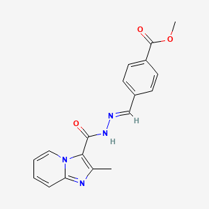 molecular formula C18H16N4O3 B7720960 (E)-methyl 4-((2-(2-methylimidazo[1,2-a]pyridine-3-carbonyl)hydrazono)methyl)benzoate 