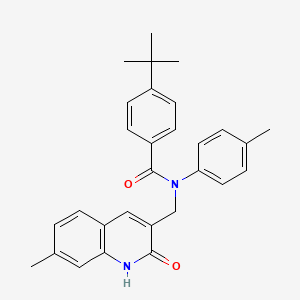 molecular formula C29H30N2O2 B7720970 4-(tert-butyl)-N-((2-hydroxy-7-methylquinolin-3-yl)methyl)-N-(p-tolyl)benzamide 