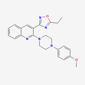 molecular formula C24H25N5O2 B7720989 5-ethyl-3-(2-(4-(4-methoxyphenyl)piperazin-1-yl)quinolin-3-yl)-1,2,4-oxadiazole 