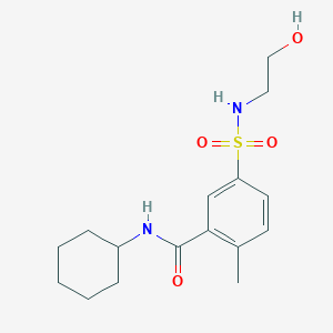 molecular formula C16H24N2O4S B7721004 N-cyclohexyl-5-(N-(2-hydroxyethyl)sulfamoyl)-2-methylbenzamide 