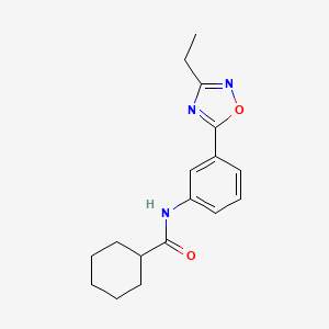 molecular formula C17H21N3O2 B7721009 N-(3-(3-ethyl-1,2,4-oxadiazol-5-yl)phenyl)cyclohexanecarboxamide 