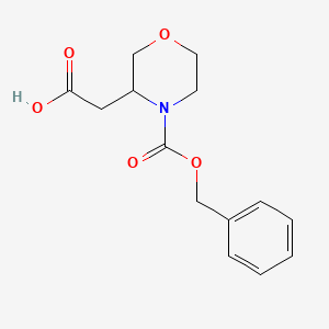 molecular formula C14H17NO5 B7721283 2-(4-((Benzyloxy)carbonyl)morpholin-3-YL)acetic acid 