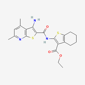 molecular formula C21H23N3O3S2 B7721782 Ethyl 2-{[(3-amino-4,6-dimethylthieno[2,3-b]pyridin-2-yl)carbonyl]amino}-4,5,6,7-tetrahydro-1-benzothiophene-3-carboxylate 