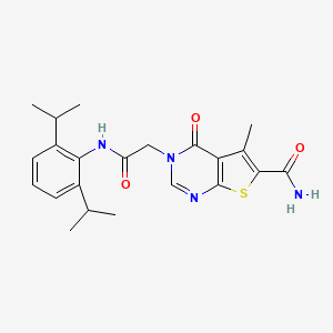 molecular formula C22H26N4O3S B7721832 3-[2-[2,6-Di(propan-2-yl)anilino]-2-oxoethyl]-5-methyl-4-oxothieno[2,3-d]pyrimidine-6-carboxamide 