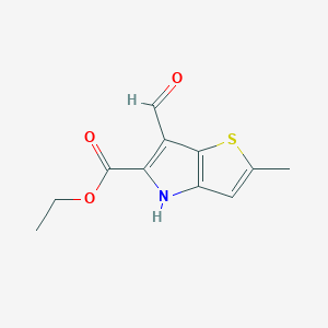 molecular formula C11H11NO3S B7721869 ethyl 6-formyl-2-methyl-4H-thieno[3,2-b]pyrrole-5-carboxylate 