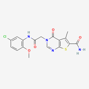 molecular formula C17H15ClN4O4S B7721880 3-[2-(5-Chloro-2-methoxyanilino)-2-oxoethyl]-5-methyl-4-oxothieno[2,3-d]pyrimidine-6-carboxamide 