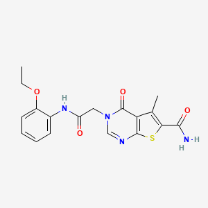 molecular formula C18H18N4O4S B7721884 3-[2-(2-Ethoxyanilino)-2-oxoethyl]-5-methyl-4-oxothieno[2,3-d]pyrimidine-6-carboxamide 