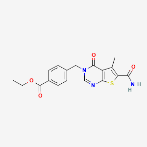 Ethyl 4-[(6-carbamoyl-5-methyl-4-oxothieno[2,3-d]pyrimidin-3-yl)methyl]benzoate