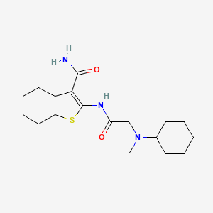 molecular formula C18H27N3O2S B7721910 2-{2-[Cyclohexyl(methyl)amino]acetamido}-4,5,6,7-tetrahydro-1-benzothiophene-3-carboxamide 