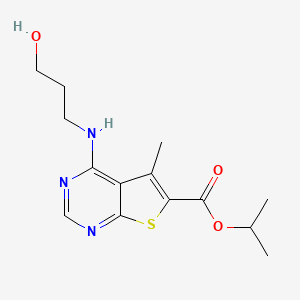 molecular formula C14H19N3O3S B7721943 Propan-2-yl 4-[(3-hydroxypropyl)amino]-5-methylthieno[2,3-d]pyrimidine-6-carboxylate 