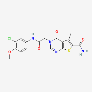 molecular formula C17H15ClN4O4S B7721968 3-[2-(3-Chloro-4-methoxyanilino)-2-oxoethyl]-5-methyl-4-oxothieno[2,3-d]pyrimidine-6-carboxamide 