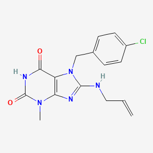molecular formula C16H16ClN5O2 B7721981 7-[(4-Chlorophenyl)methyl]-3-methyl-8-(prop-2-enylamino)purine-2,6-dione 