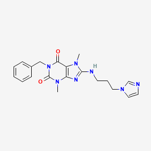 molecular formula C20H23N7O2 B7721994 1-Benzyl-8-(3-imidazol-1-ylpropylamino)-3,7-dimethylpurine-2,6-dione 