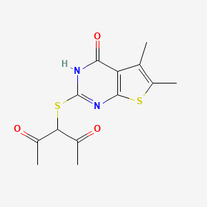 3-[[(4-Oxo-5,6-dimethyl-3,4-dihydrothieno[2,3-d]pyrimidine)-2-yl]thio]-2,4-pentanedione