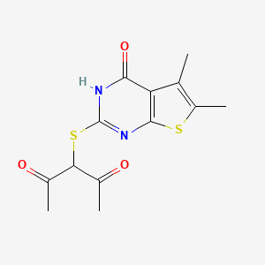 molecular formula C13H14N2O3S2 B7722020 3-[[(4-Oxo-5,6-dimethyl-3,4-dihydrothieno[2,3-d]pyrimidine)-2-yl]thio]-2,4-pentanedione 