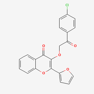 molecular formula C21H13ClO5 B7722069 3-[2-(4-Chlorophenyl)-2-oxoethoxy]-2-(furan-2-yl)chromen-4-one 