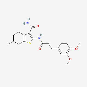 molecular formula C21H26N2O4S B7722088 2-[3-(3,4-Dimethoxyphenyl)propanoylamino]-6-methyl-4,5,6,7-tetrahydro-1-benzothiophene-3-carboxamide 