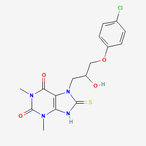 molecular formula C16H17ClN4O4S B7722143 7-[3-(4-chlorophenoxy)-2-hydroxypropyl]-1,3-dimethyl-8-sulfanylidene-9H-purine-2,6-dione 