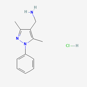 molecular formula C12H16ClN3 B7722780 (3,5-Dimethyl-1-phenyl-1H-pyrazol-4-yl)methylamine hydrochloride 
