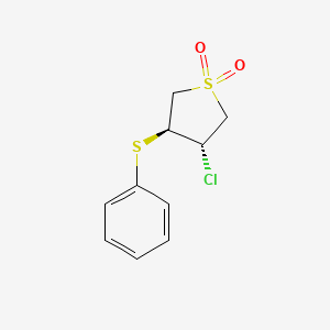 molecular formula C10H11ClO2S2 B7722842 3-Chloro-4-(phenylthio)tetrahydro-1H-1lambda6-thiophene-1,1-dione 