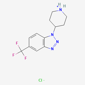 molecular formula C12H14ClF3N4 B7722871 1-Piperidin-1-ium-4-yl-5-(trifluoromethyl)benzotriazole;chloride 