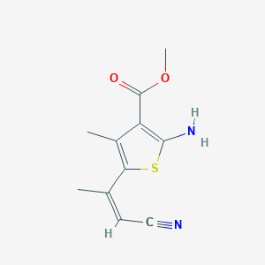 2-Amino-5-((Z)-2-cyano-1-methyl-vinyl)-4-methyl-thiophene-3-carboxylic acid methyl ester