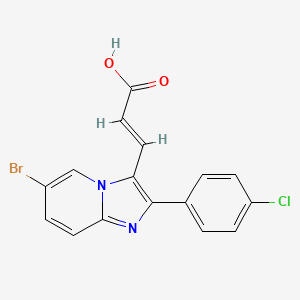 molecular formula C16H10BrClN2O2 B7723607 3-[6-Bromo-2-(4-chlorophenyl)imidazo[1,2-a]pyridin-3-yl]acrylic acid 