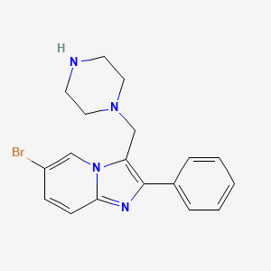 molecular formula C18H19BrN4 B7723669 6-Bromo-2-phenyl-3-(piperazin-1-ylmethyl)imidazo[1,2-a]pyridine 