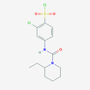 molecular formula C14H18Cl2N2O3S B7723756 2-Chloro-4-(2-ethylpiperidine-1-carboxamido)benzene-1-sulfonyl chloride 
