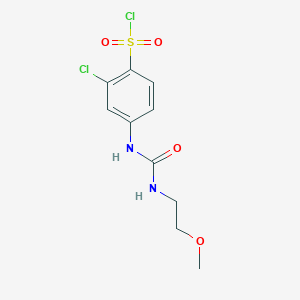 molecular formula C10H12Cl2N2O4S B7723790 2-Chloro-4-[3-(2-methoxy-ethyl)-ureido]-benzenesulfonyl chloride 
