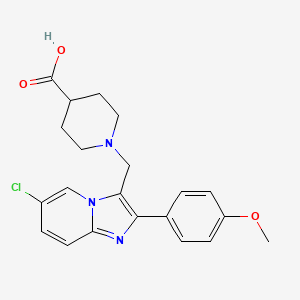 molecular formula C21H22ClN3O3 B7723801 1-((6-Chloro-2-(4-methoxyphenyl)imidazo[1,2-a]pyridin-3-yl)methyl)piperidine-4-carboxylic acid 