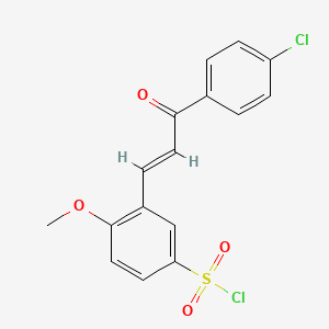 molecular formula C16H12Cl2O4S B7723873 3-[3-(4-Chloro-phenyl)-3-oxo-propenyl]-4-methoxy-benzenesulfonyl chloride 
