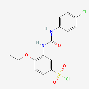 molecular formula C15H14Cl2N2O4S B7723903 3-[3-(4-Chlorophenyl)ureido]-4-ethoxybenzenesulfonyl chloride CAS No. 678185-92-7