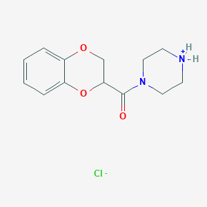 molecular formula C13H17ClN2O3 B7724211 2,3-Dihydro-1,4-benzodioxin-3-yl(piperazin-4-ium-1-yl)methanone;chloride 