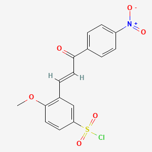 molecular formula C16H12ClNO6S B7724462 4-Methoxy-3-[3-(4-nitro-phenyl)-3-oxo-propenyl]-benzenesulfonyl chloride 