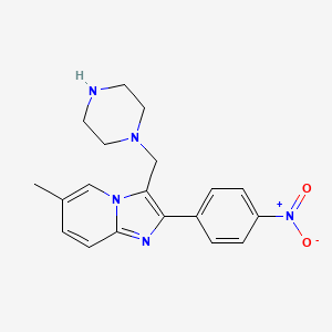 molecular formula C19H21N5O2 B7725424 6-Methyl-2-(4-nitrophenyl)-3-(piperazin-1-ylmethyl)imidazo[1,2-a]pyridine 