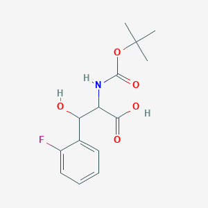 molecular formula C14H18FNO5 B7725879 3-(2-Fluorophenyl)-3-hydroxy-2-[(2-methylpropan-2-yl)oxycarbonylamino]propanoic acid 
