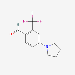 molecular formula C12H12F3NO B7726085 4-(Pyrrolidin-1-yl)-2-(trifluoromethyl)benzaldehyde 