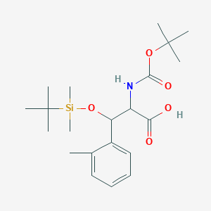 molecular formula C21H35NO5Si B7726095 3-[Tert-butyl(dimethyl)silyl]oxy-3-(2-methylphenyl)-2-[(2-methylpropan-2-yl)oxycarbonylamino]propanoic acid 