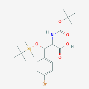 molecular formula C20H32BrNO5Si B7726097 3-(4-Bromophenyl)-3-[tert-butyl(dimethyl)silyl]oxy-2-[(2-methylpropan-2-yl)oxycarbonylamino]propanoic acid 