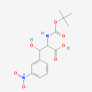 molecular formula C14H18N2O7 B7726100 3-Hydroxy-2-[(2-methylpropan-2-yl)oxycarbonylamino]-3-(3-nitrophenyl)propanoic acid 