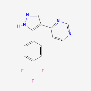 molecular formula C14H9F3N4 B7726243 4-[5-[4-(trifluoromethyl)phenyl]-1H-pyrazol-4-yl]pyrimidine 