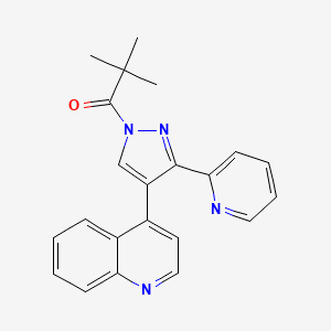 molecular formula C22H20N4O B7726262 2,2-Dimethyl-1-(3-pyridin-2-yl-4-quinolin-4-ylpyrazol-1-yl)propan-1-one 