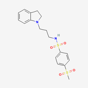 molecular formula C18H22N2O4S2 B7726278 N-[3-(2,3-dihydroindol-1-yl)propyl]-4-methylsulfonylbenzenesulfonamide 