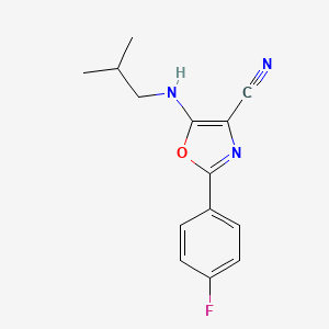 molecular formula C14H14FN3O B7726310 2-(4-Fluorophenyl)-5-[(2-methylpropyl)amino]-1,3-oxazole-4-carbonitrile 