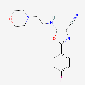 molecular formula C16H17FN4O2 B7726315 2-(4-Fluorophenyl)-5-{[2-(morpholin-4-yl)ethyl]amino}-1,3-oxazole-4-carbonitrile 