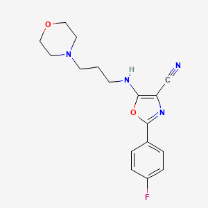 molecular formula C17H19FN4O2 B7726316 2-(4-Fluorophenyl)-5-{[3-(morpholin-4-yl)propyl]amino}-1,3-oxazole-4-carbonitrile 