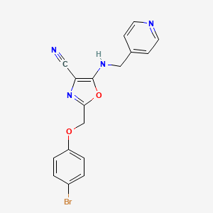 molecular formula C17H13BrN4O2 B7726345 2-[(4-Bromophenoxy)methyl]-5-[(pyridin-4-ylmethyl)amino]-1,3-oxazole-4-carbonitrile 