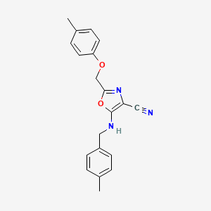 molecular formula C20H19N3O2 B7726346 5-[(4-Methylbenzyl)amino]-2-[(4-methylphenoxy)methyl]-1,3-oxazole-4-carbonitrile 