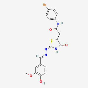 molecular formula C19H17BrN4O4S B7726362 N-(4-bromophenyl)-2-{(2E)-2-[(2E)-(4-hydroxy-3-methoxybenzylidene)hydrazinylidene]-4-oxo-1,3-thiazolidin-5-yl}acetamide 